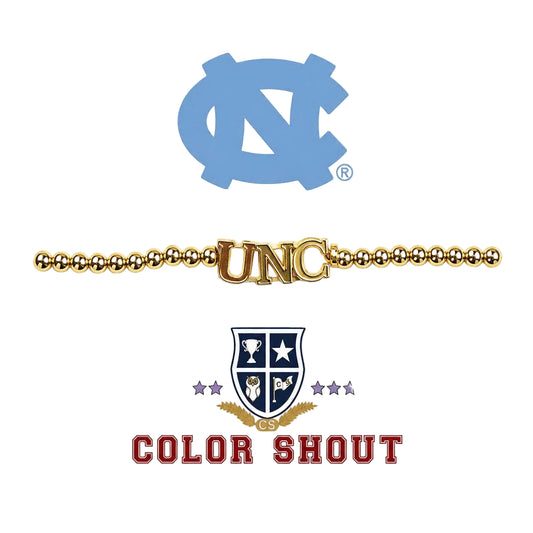 North Carolina Tarheels Gold Bead UNC Stretch Bracelet