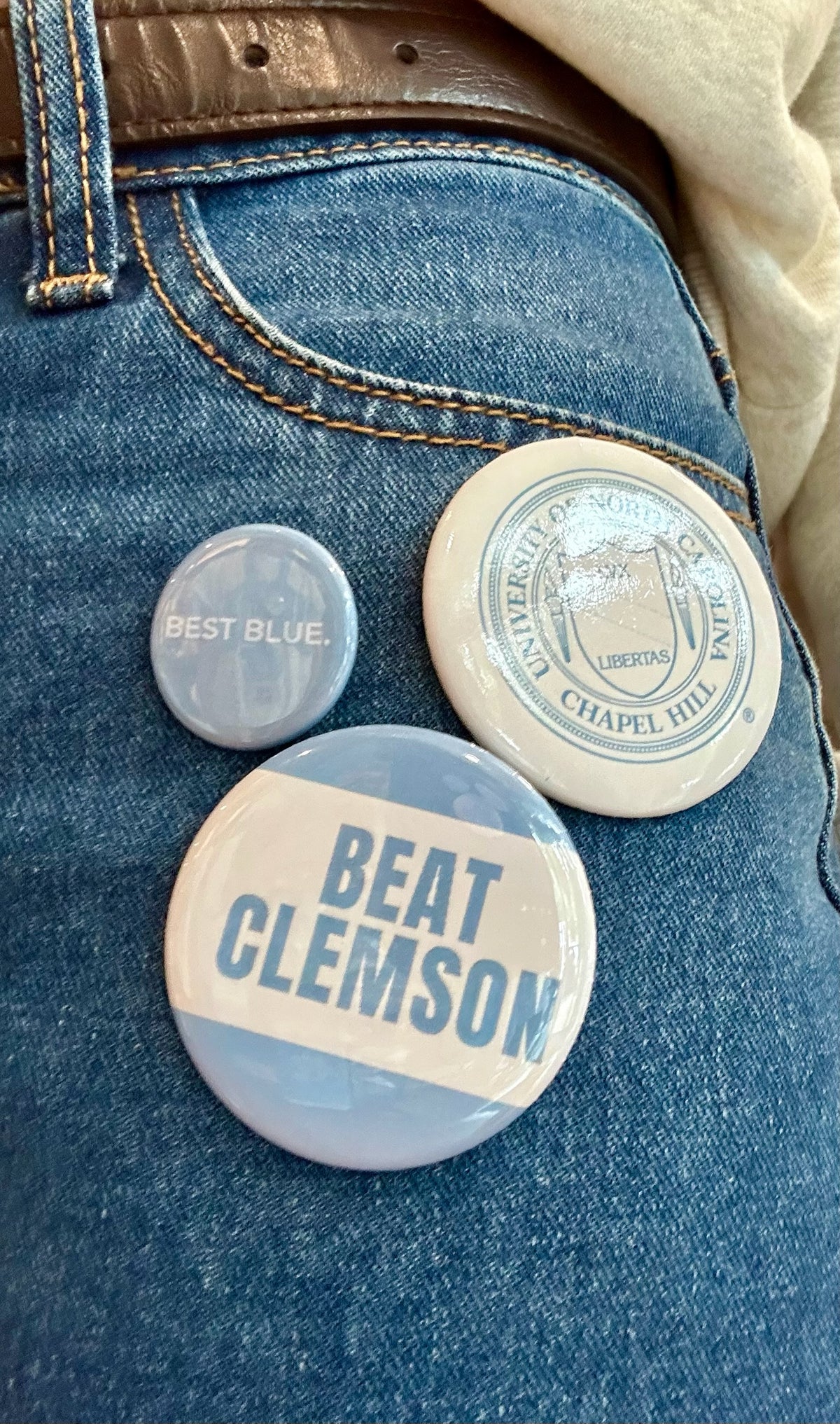 Best Blue Button Pin 1.25" - Main View - Shrunken Head