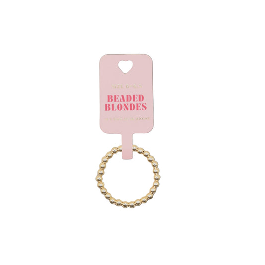 Gold Beaded Band Ring (Size 7/8)