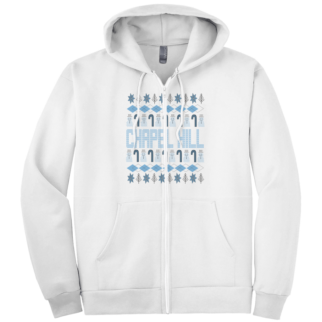 Chapel Hill Christmas Pattern White Full Zip Adult Hoodie