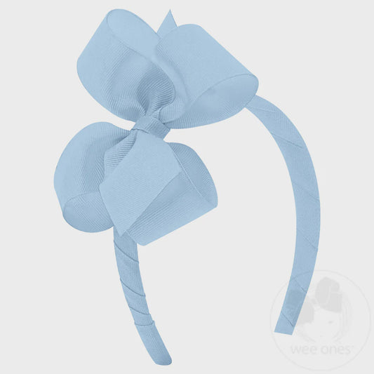 Carolina Blue Grosgrain Hair Bow on Headband