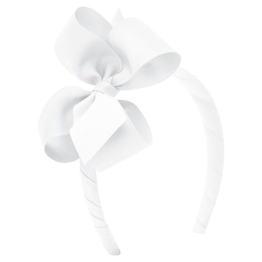 White Grosgrain Hair Bow on Headband