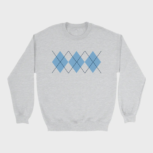 Carolina Blue Argyle Ash Grey Adult Sweatshirt