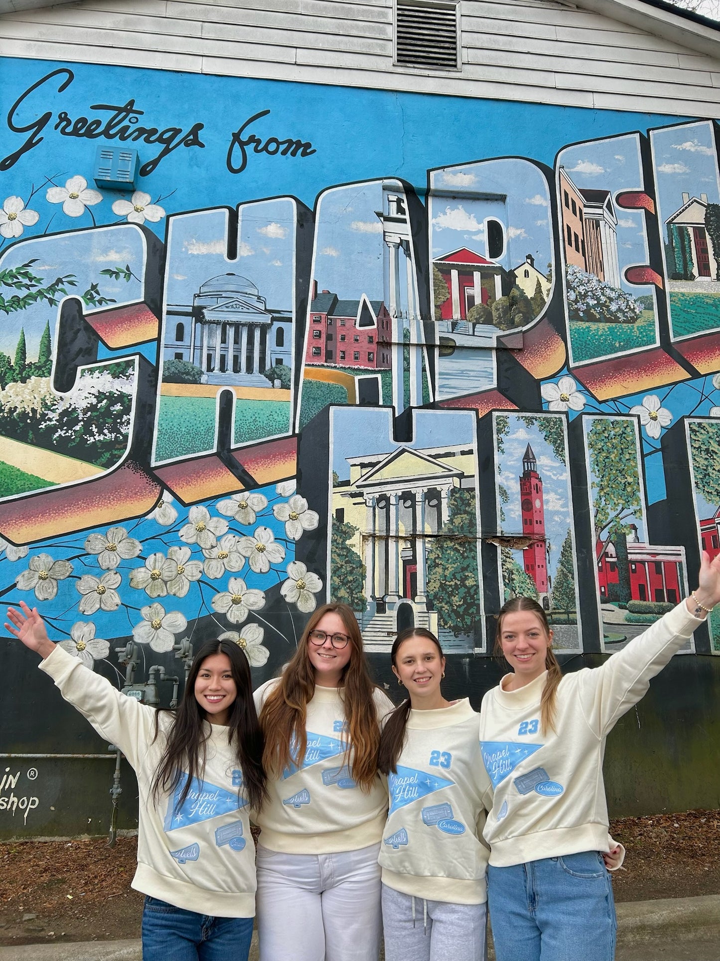 Chapel Hill North Carolina Embroidered Patch Style Women's Mock Neck Sweatshirt