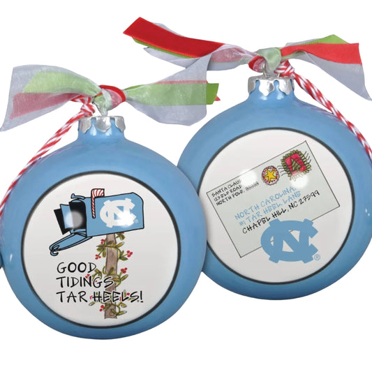 UNC Good Tidings Ceramic Ball Christmas Ornament - Main View - Magnolia Lane