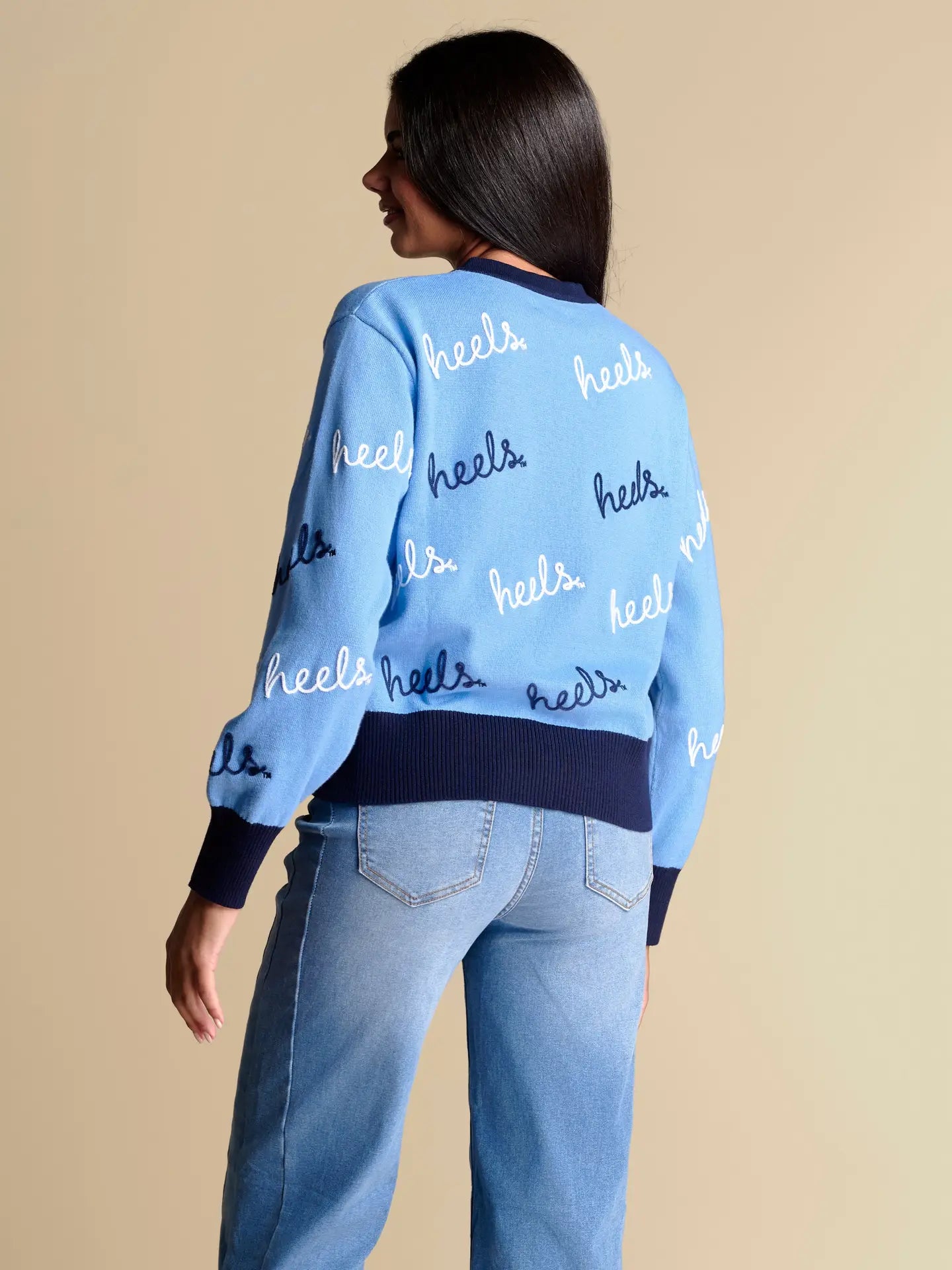 UNC Tar Heels Angled Rope Embroidery Cardigan Sweater