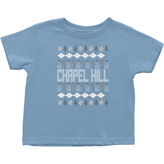 Chapel Hill Christmas Pattern Light Blue Toddler T-Shirt