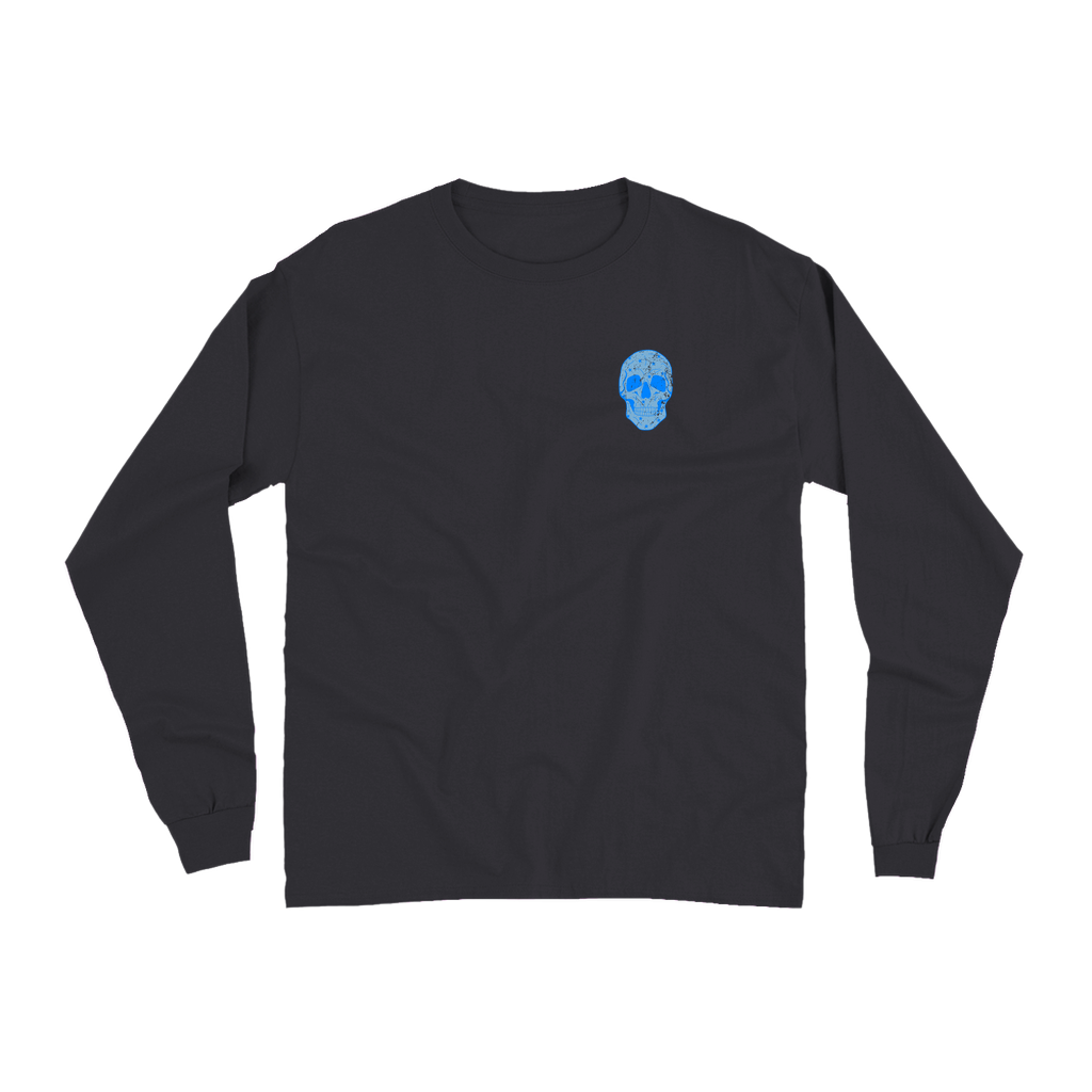 トップス Subculture SC SHORT SKULL SHIRT/BLUE / 2 Carolina Blue Star Skull on Black Comfort Colors Adult Long Sleeve