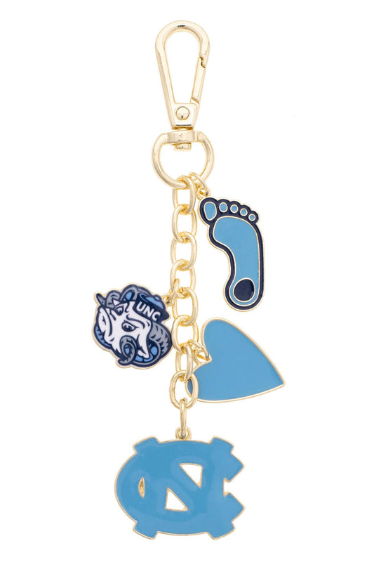 North Carolina Tarheels Heart Cluster Bag Charm - Main View - Canvas Style