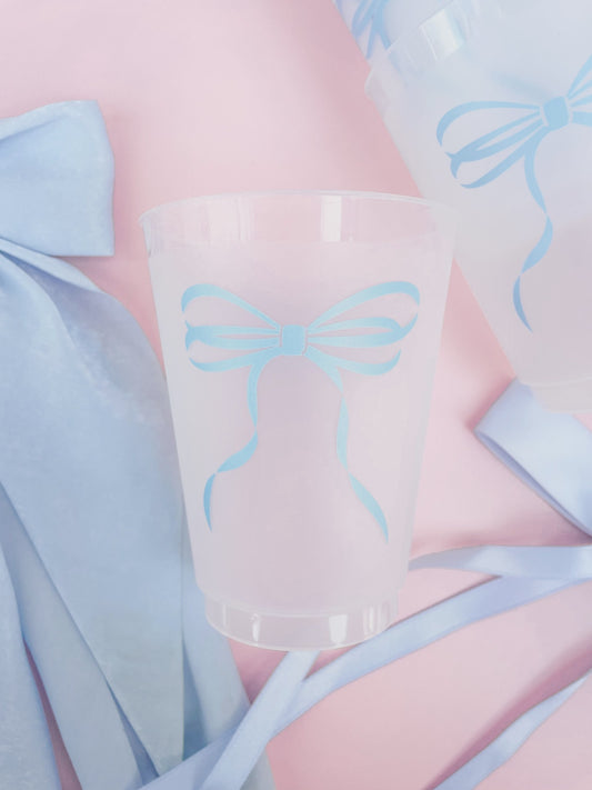Blue Bow Frosted Cups - Set of 6