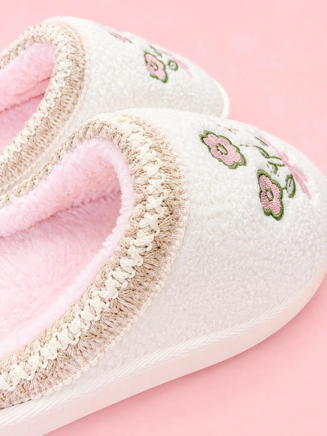 Patchwork Floral Platform Sole Embroidered Slippers