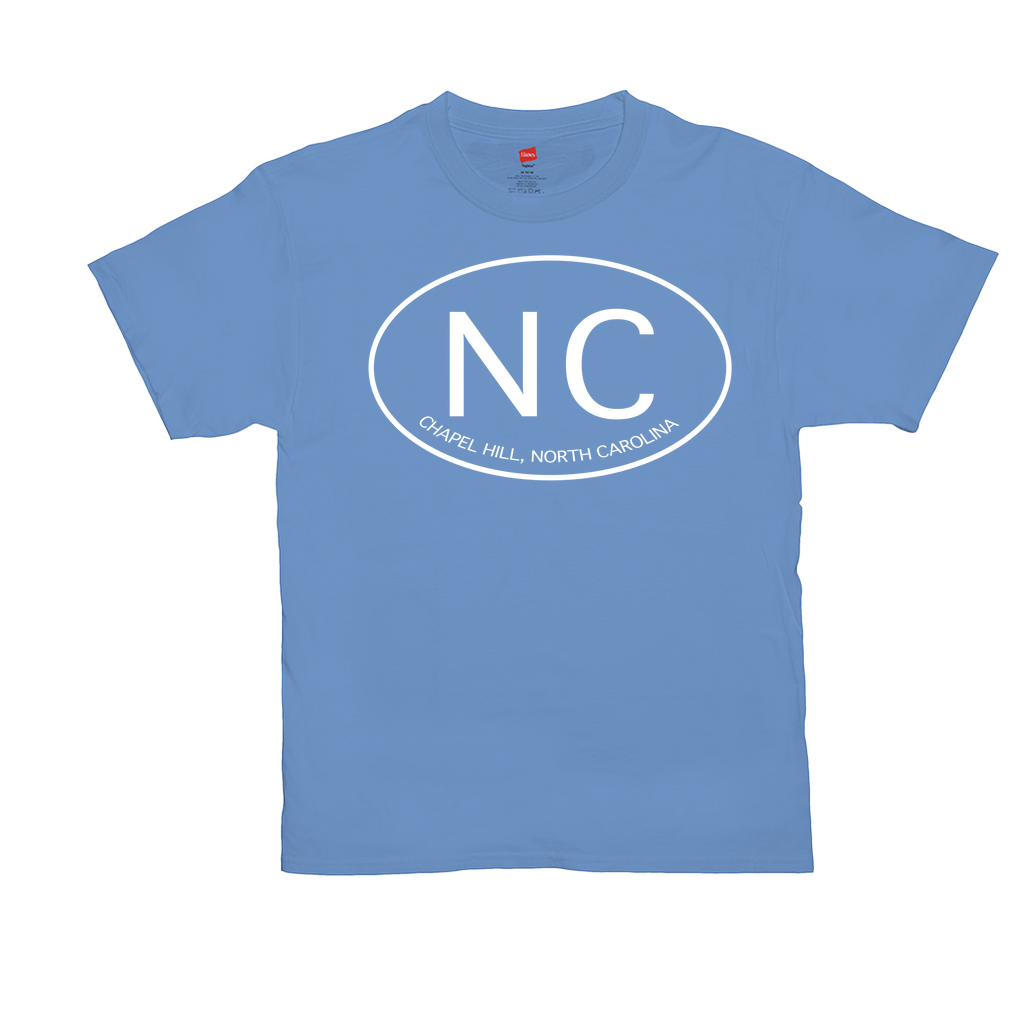 Chapel Hill North Carolina Blue Oval T-Shirt by Shrunken Head