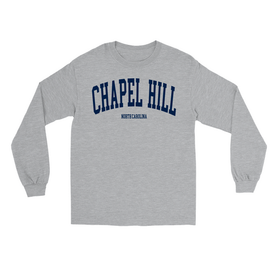 Chapel Hill North Carolina Classic Grey Adult Long Sleeve Shirt