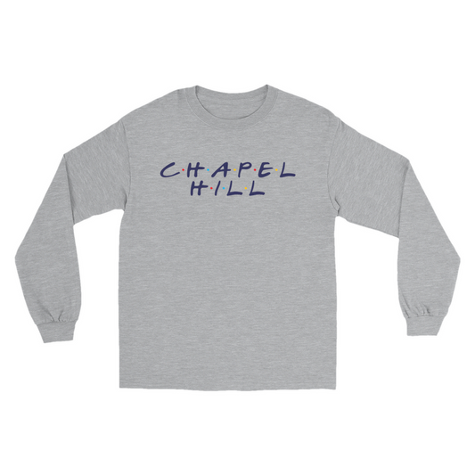 Chapel Hill Dot TV Font Grey Adult Long Sleeve T-Shirt