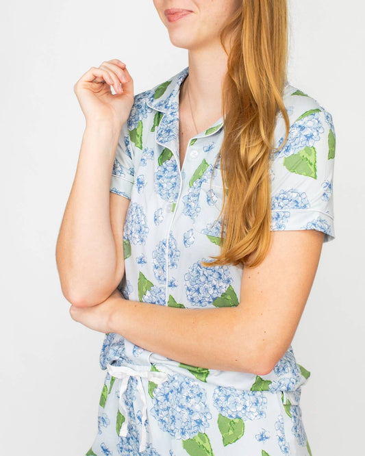 Hydrangea Short Sleeve Button Up Pajama Shirt