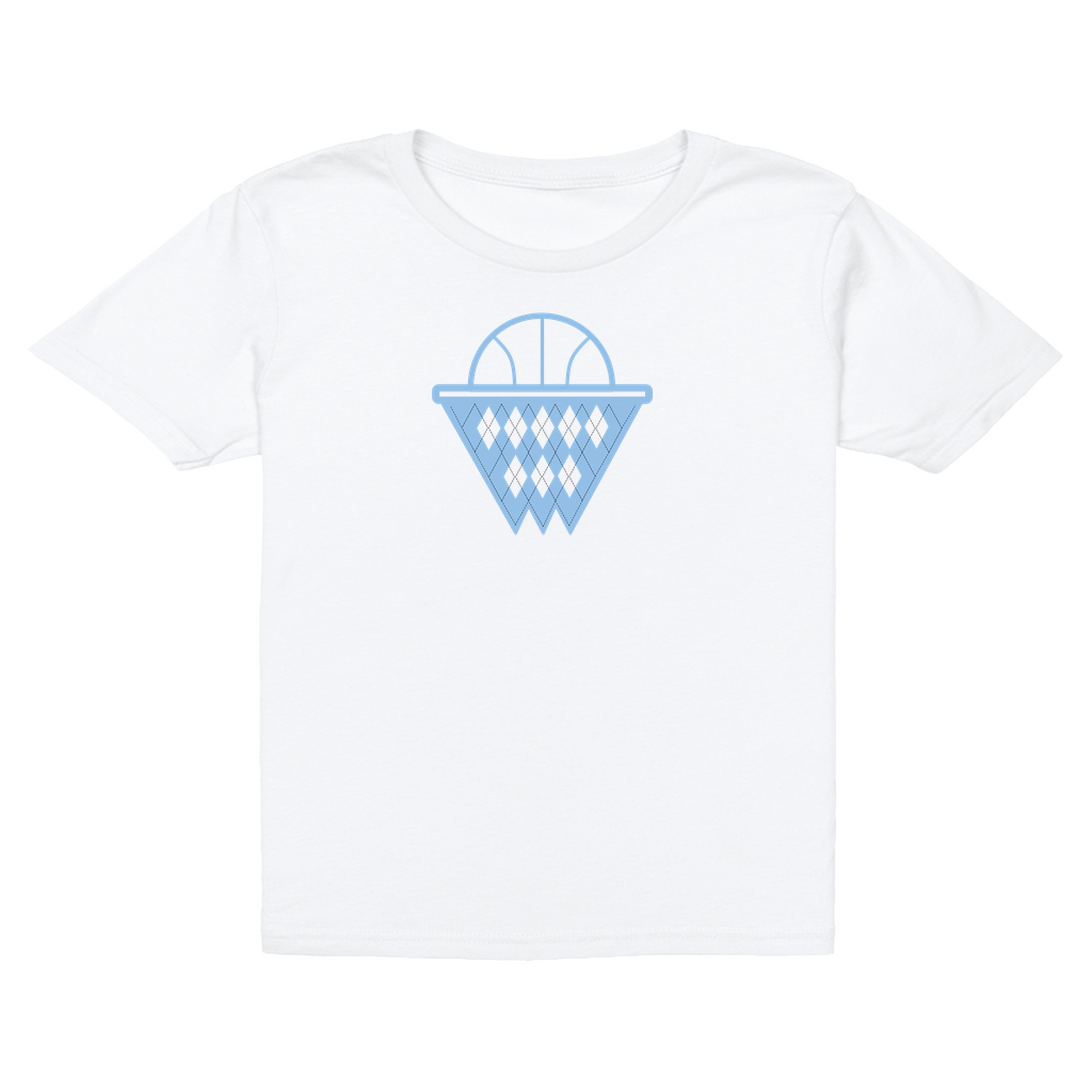 Carolina Blue and White Argyle Basketball Kid's T-Shirt