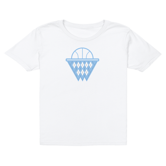 Carolina Blue and White Argyle Basketball Kid's T-Shirt