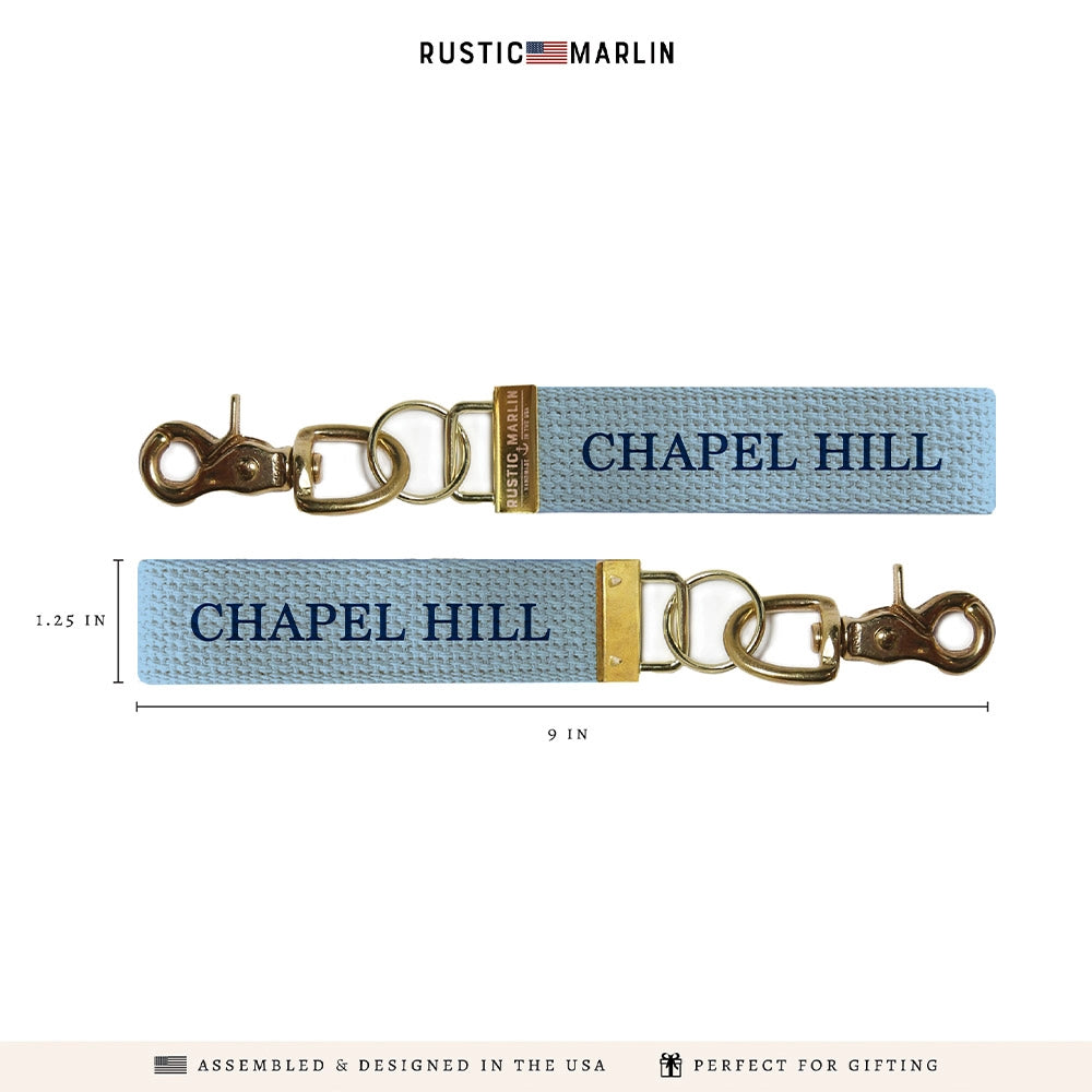 Carolina Blue Chapel Hill Block Keychain - Detail View - Rustic Marlin Handcrafted American Made Home Decor