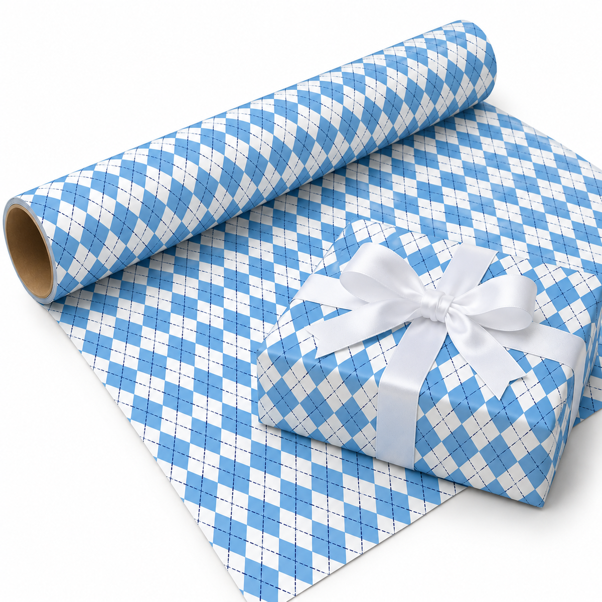 Carolina Blue Argyle Pattern Wrapping Paper