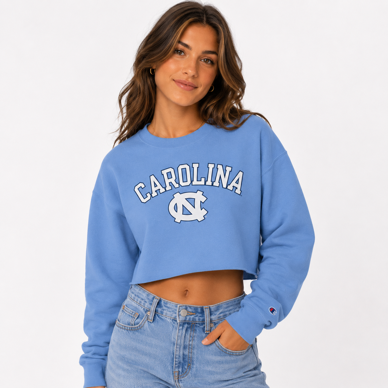 Carolina UNC Basic Blue Cropped Crewneck Sweatshirt by Champion