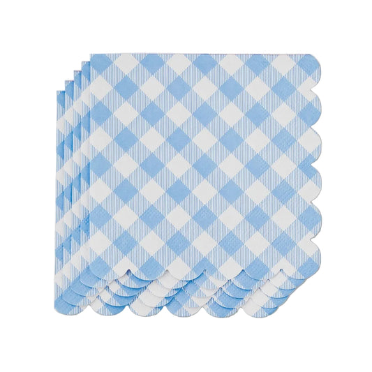 Scalloped Edge Gingham Cocktail Napkins