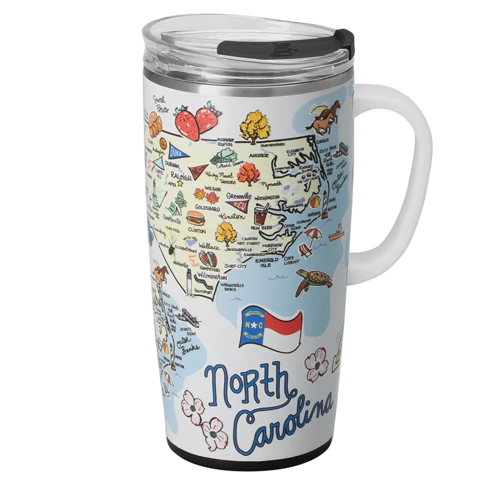 North Carolina 22 oz Travel Mug with Handle - Main View - Swig