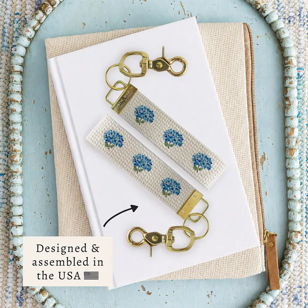 Blooming Hydrangea Keychain - Detail View - Rustic Marlin Handcrafted American Made Home Decor