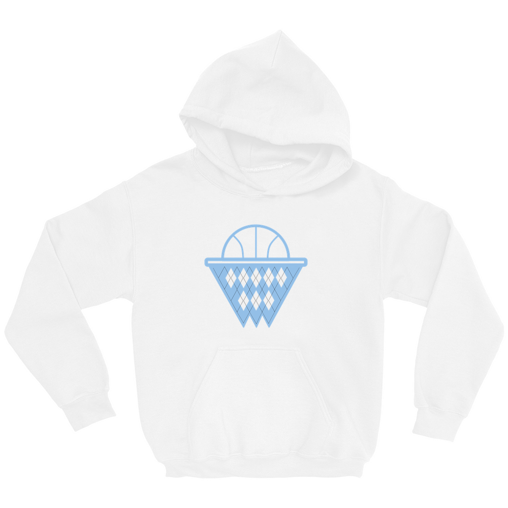 Carolina Blue and White Argyle Basketball Kid's Hoodie