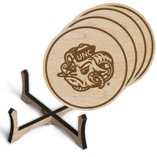 Rameses Logo Wooden Coaster Set of 4 with Stand