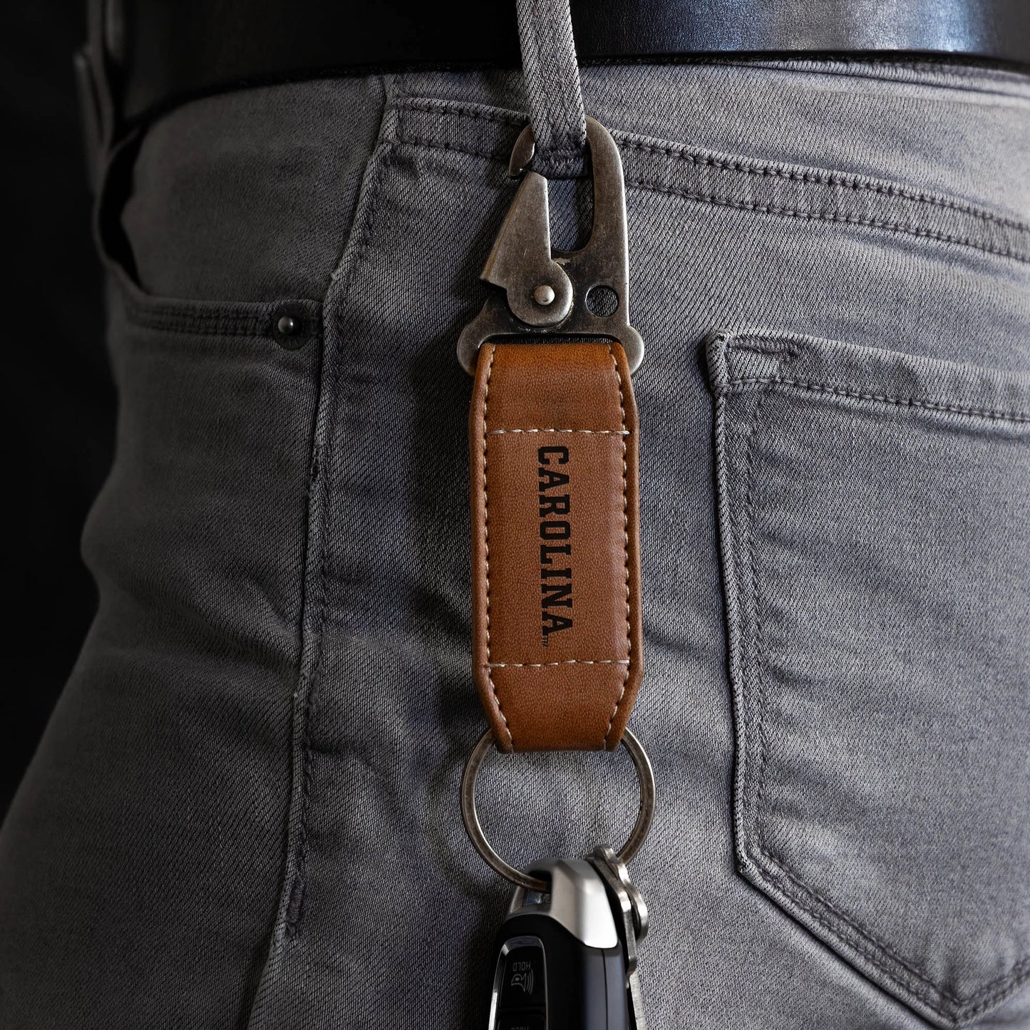 North Carolina Tar Heels Engraved Carabiner Keychain - Front View - Rico Industries