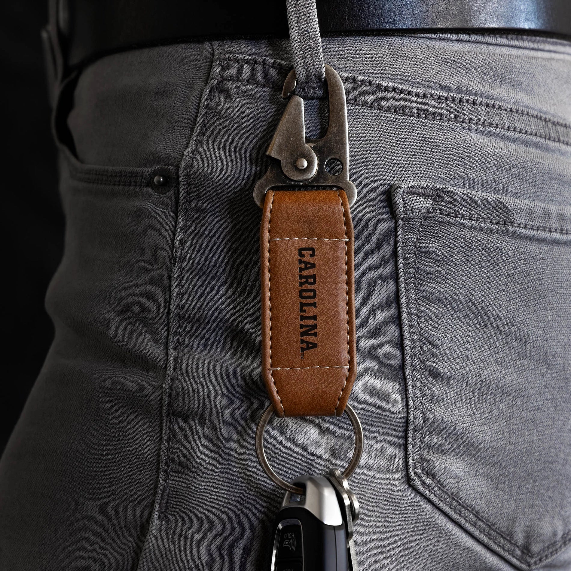 North Carolina Tar Heels Engraved Carabiner Keychain - Front View - Rico Industries