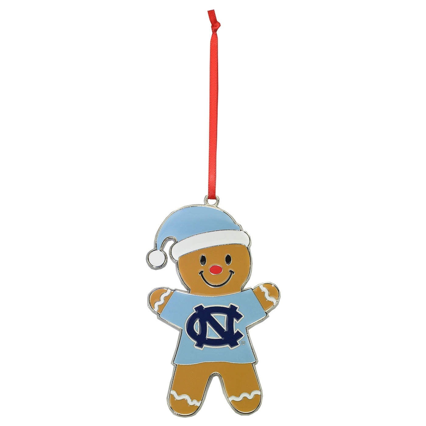 North Carolina Tar Heels Christmas Ornament Metal Gingerbread Man