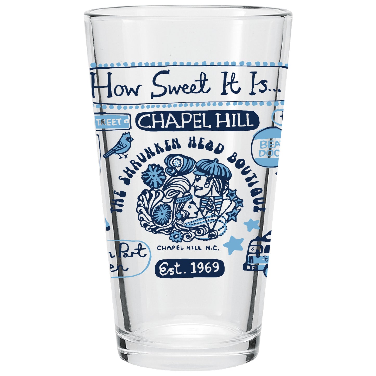 Chapel Hill SHB 16 oz Pint Glass by Julia Gash