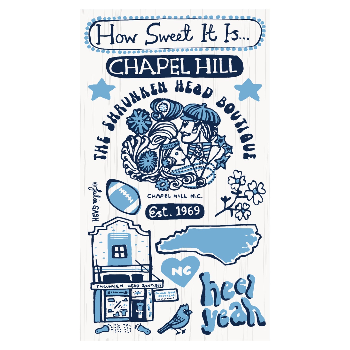 Chapel Hill SHB Wooden Magnet by Julia Gash