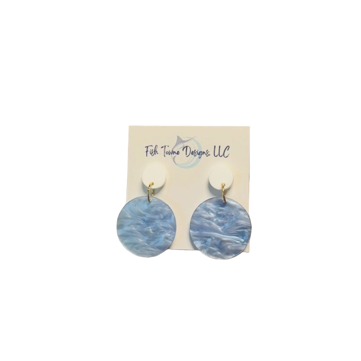 Light Blue & White Acrylic Game Day Earrings- SMALL