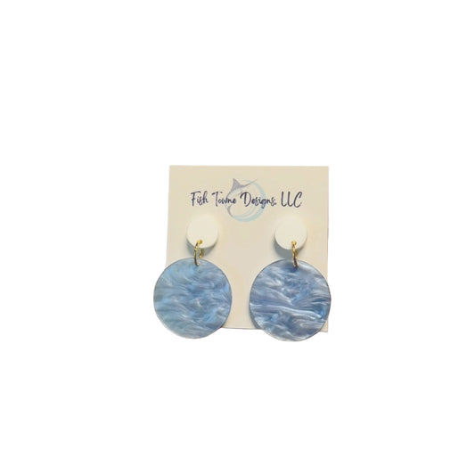Light Blue & White Acrylic Game Day Earrings- SMALL