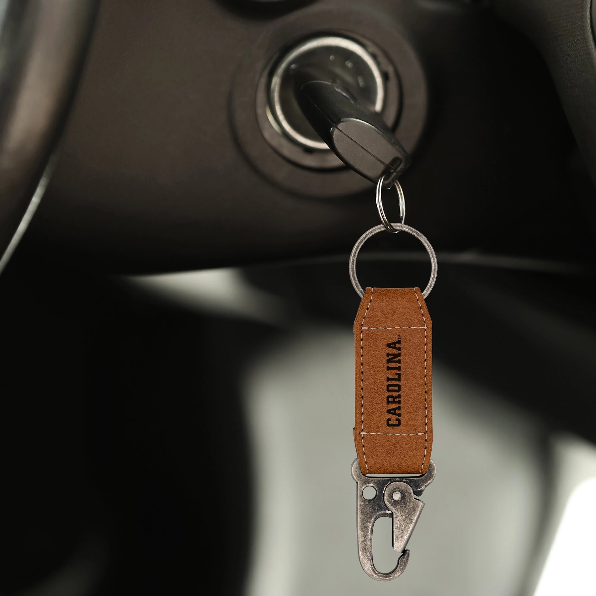 North Carolina Tar Heels Engraved Carabiner Keychain - Lifestyle View - Rico Industries