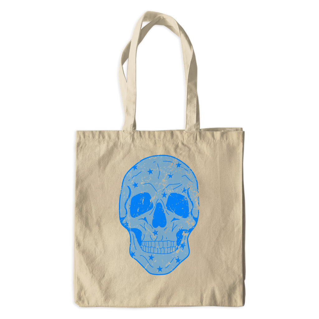 Carolina Blue Star Skull Canvas Tote Bag