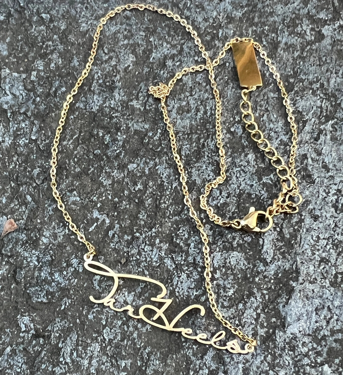 Tar Heels Gold Cursive Necklace by Steele Sloan Designs