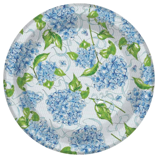 8" Blue Hydrangea Paper Plates - Pack of 8