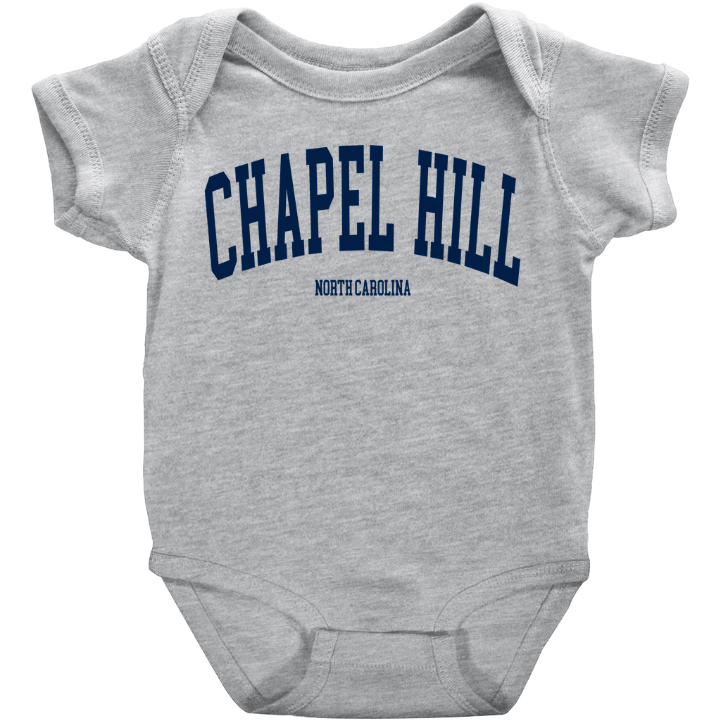 Chapel Hill North Carolina Classic Grey Baby Onesie