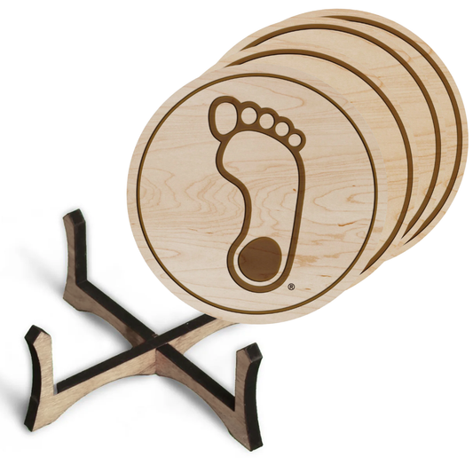 Tar Heel Logo Wooden Coaster Set of 4 with Stand