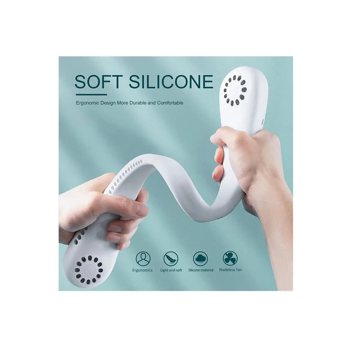 White Portable Hands Free Bladeless Neck Fan