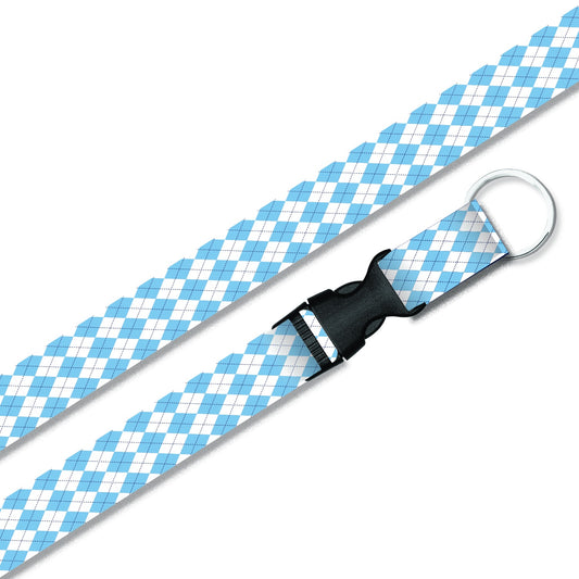 Carolina Blue and White Arglye Lanyard with Clip