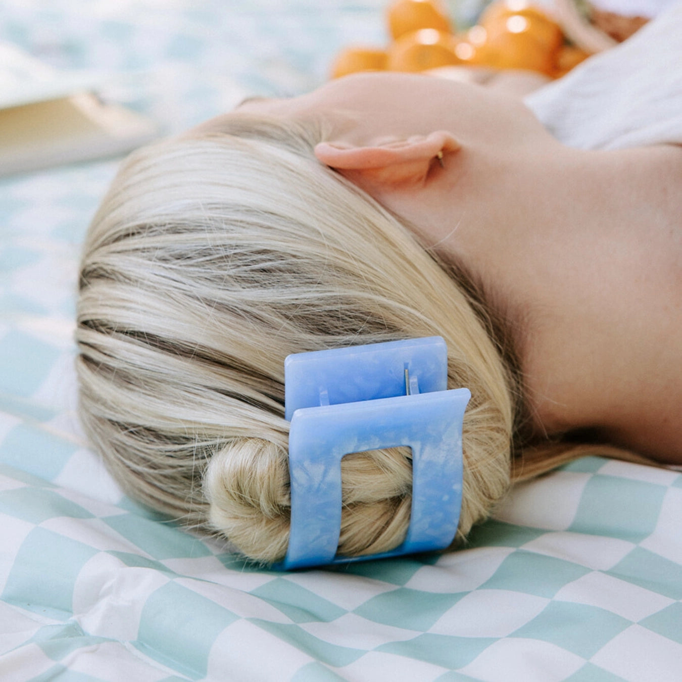Large Flat Rectangle Blue Lagoon Hair Clip by Teleties