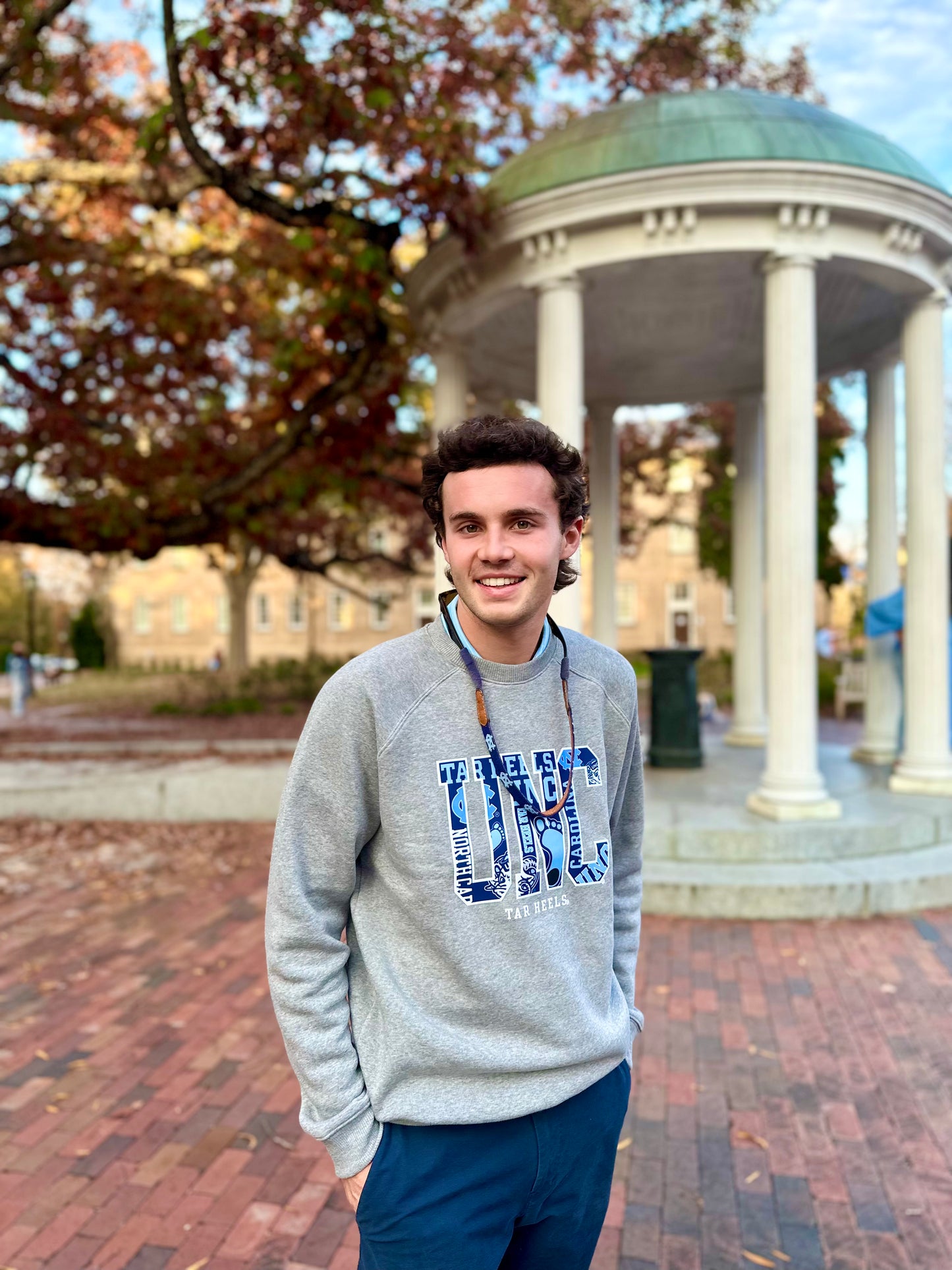 UNC Pattern Embroidered Crewneck Sweatshirt by Champion