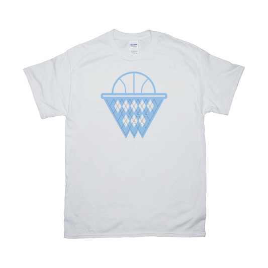 Carolina Blue and White Argyle Basketball Adult T-shirt