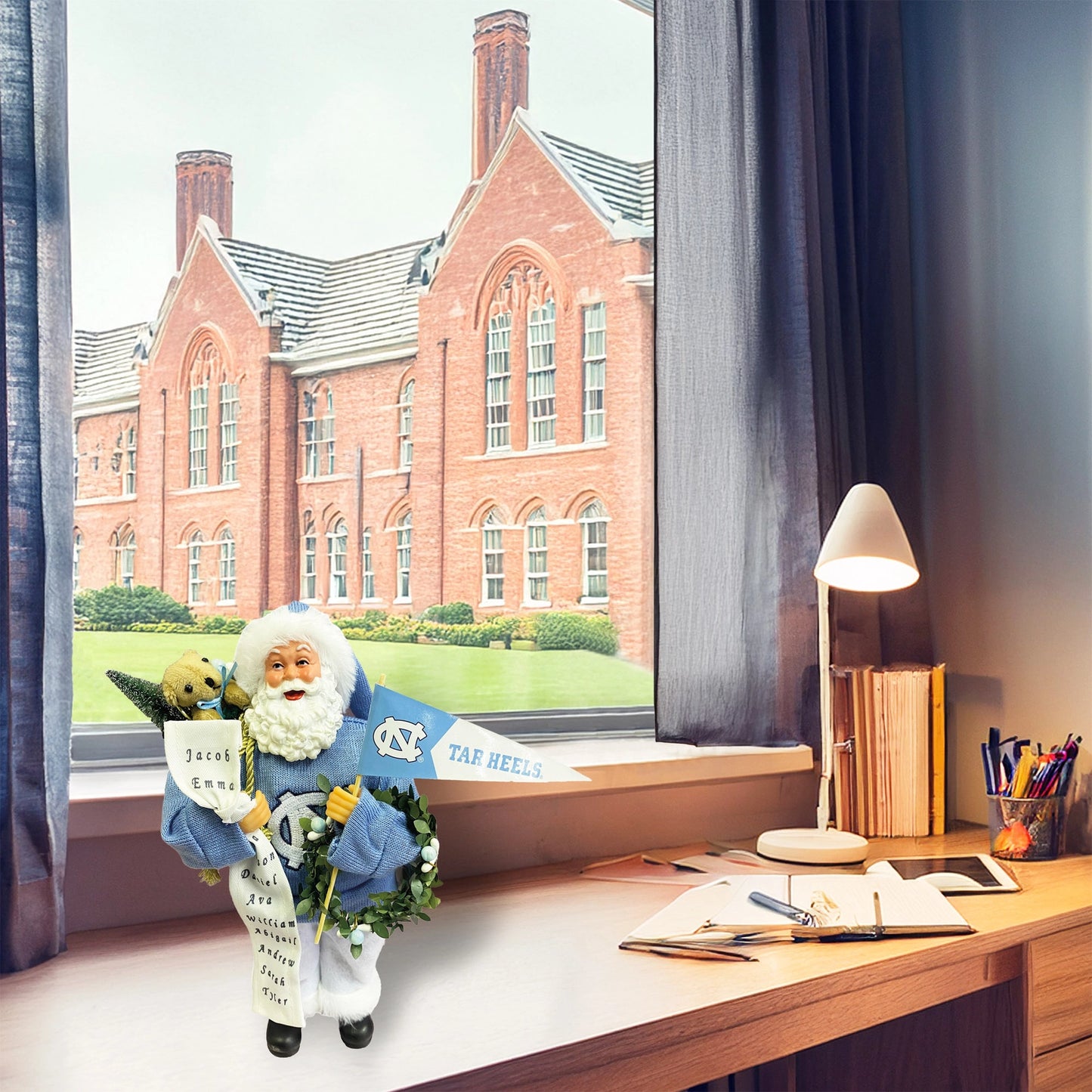 North Carolina Tar Heels Proud Fan Santa 12" Tall