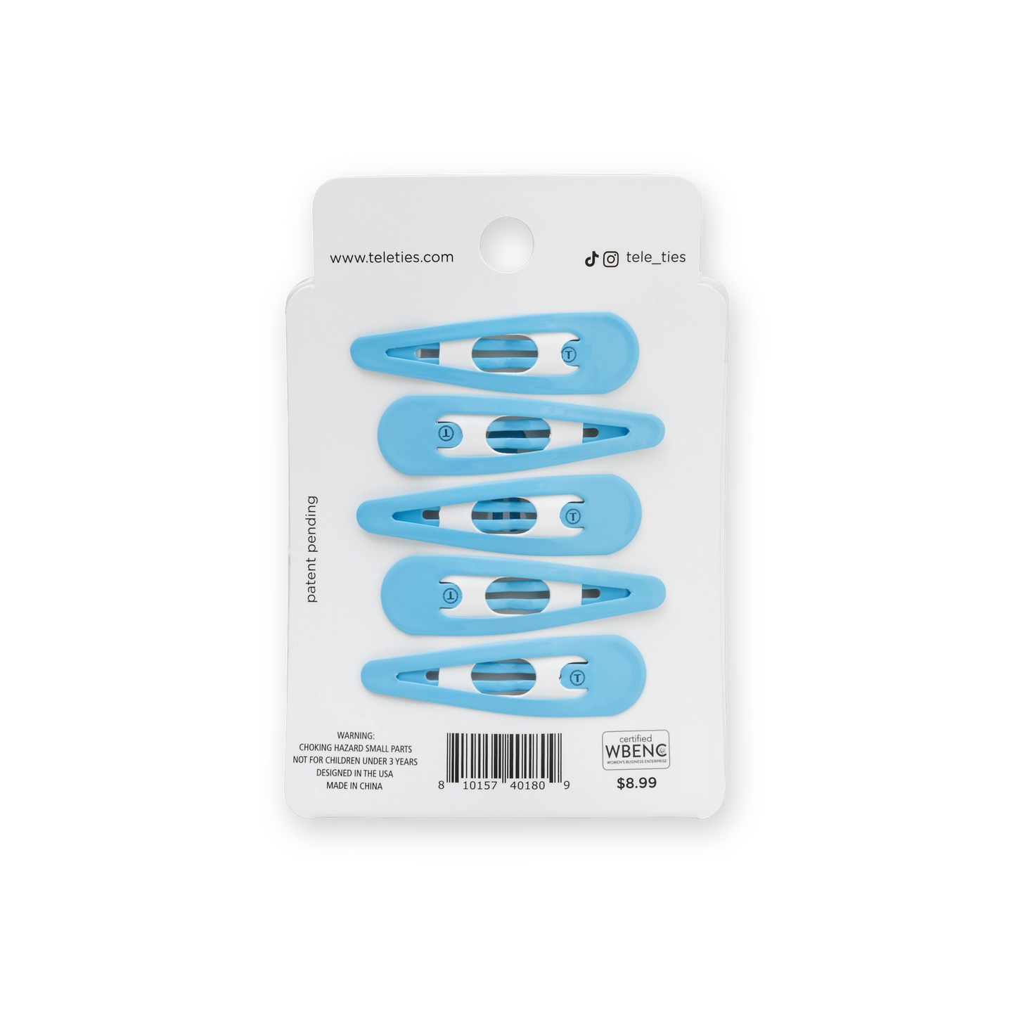 Carolina Blue Snap Clips for Hair Set of 6 by Teleties