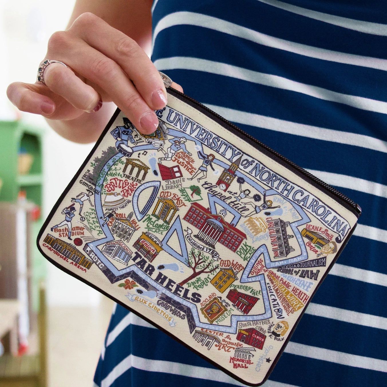 University of North Carolina Embroidered Zip Pouch by Cat Studio